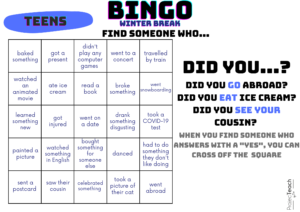 Winter Break Bingo